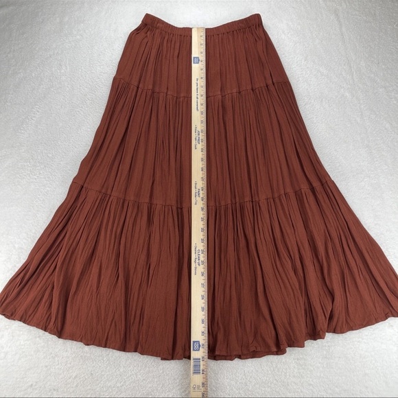 VTG Double D Ranch Wear Maxi Skirt Women L Maroon Western Pleated Broom - Picture 4 of 5